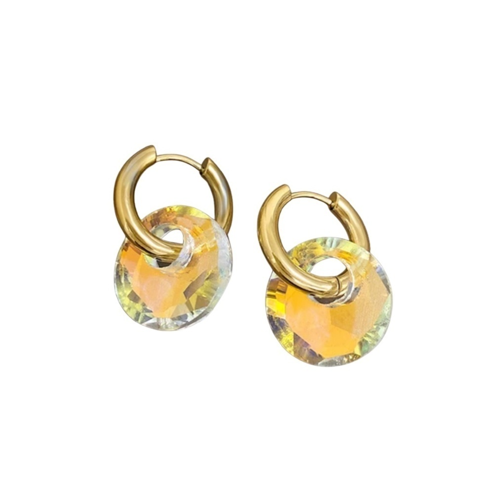 2-in-1 Stainless Steel Hoop Earrings with Removable Crystal Discs – 0.65"/0.67"